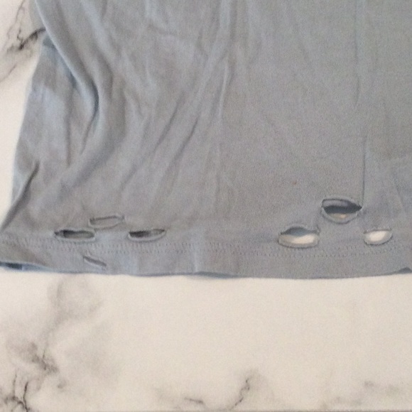 Forever 21 light blue distressed tee, small. - Picture 2 of 5